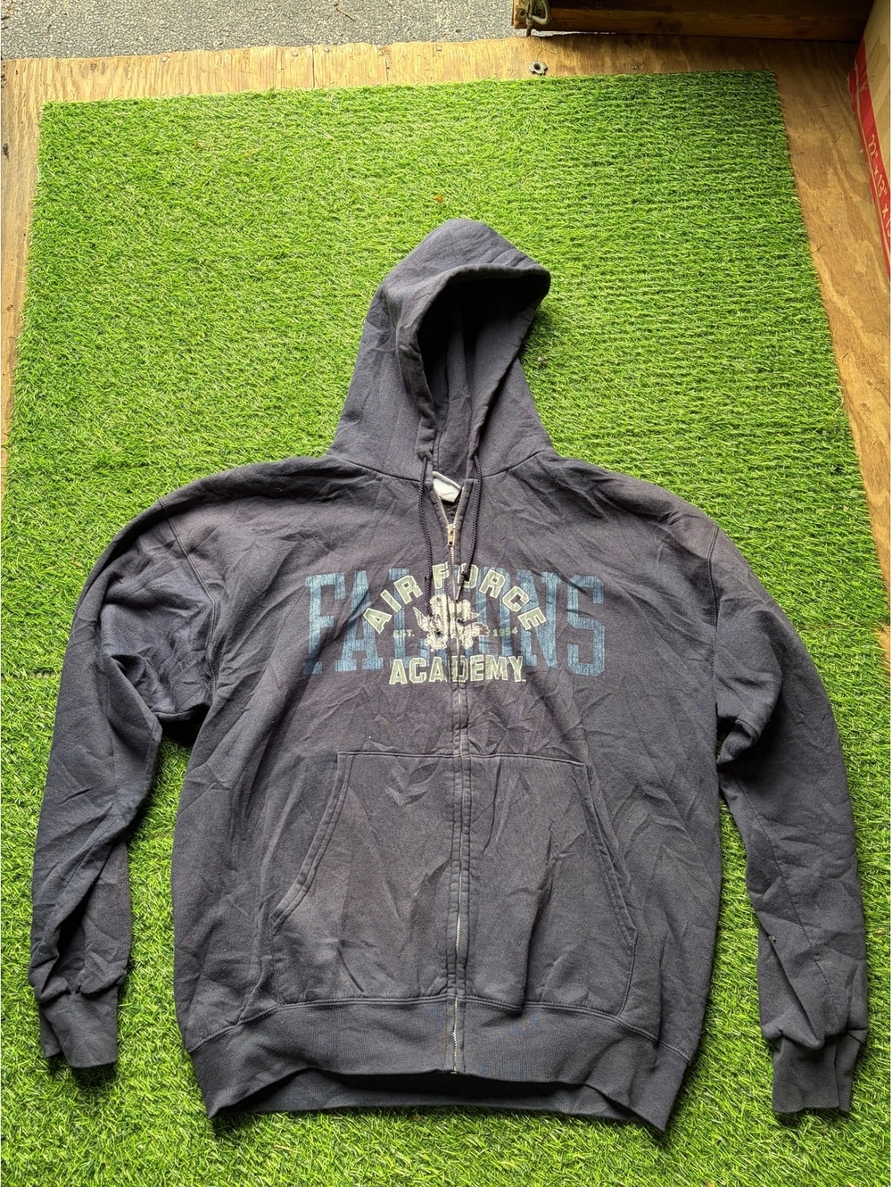 Y2K Air Force Academy Falcons Zip Up Hoodie Size L